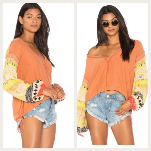 Free People Sweaters - Free People Reminiscent Drawstring Sweater Pullover Top